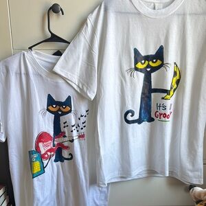 White Graphic Cat T-Shirts